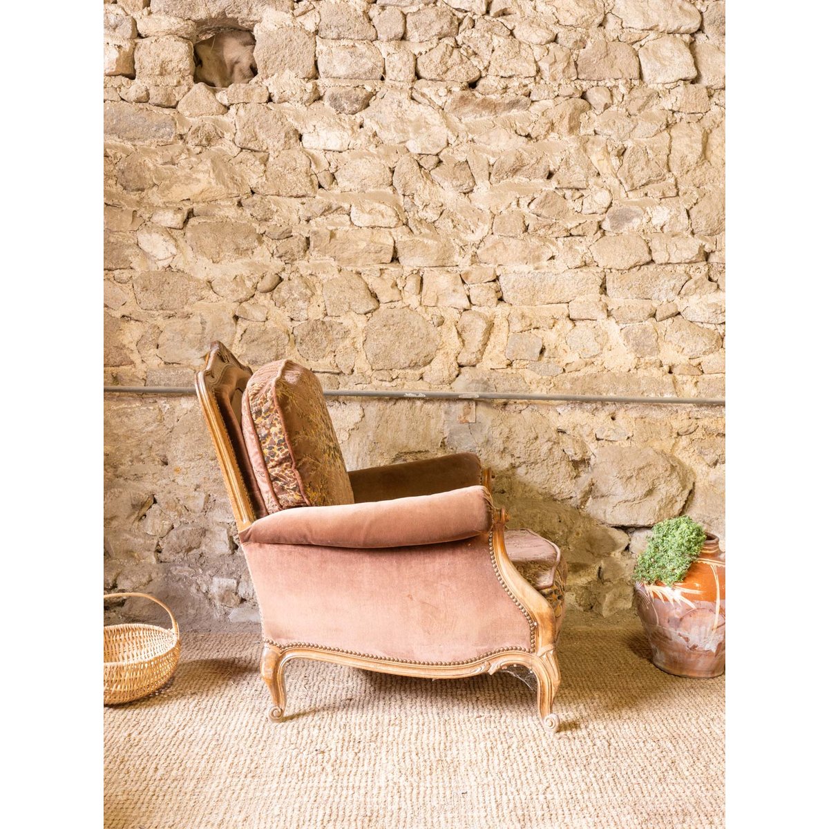 Fauteuil en velours marron Ernest N°1600 - Bon état marron, DEBONGOUT