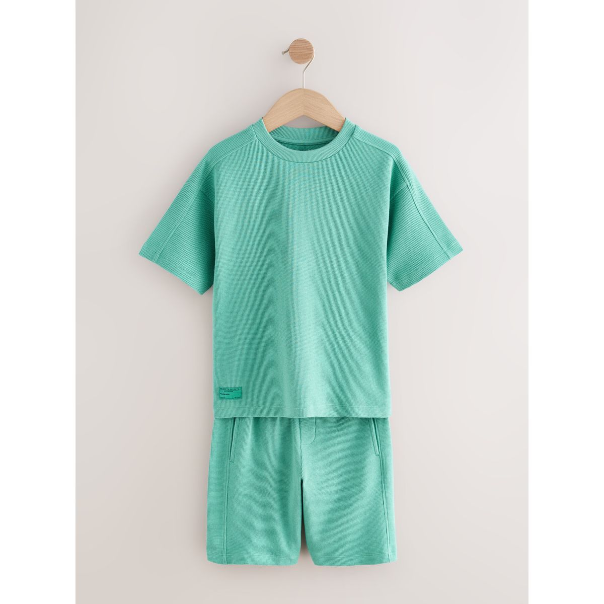 Short et t-shirt texturée à manches courtes vert, NEXT