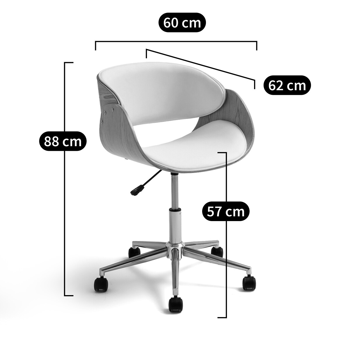 Fauteuil de bureau à roulettes, Zoran chêne/blanc, LA REDOUTE INTERIEURS