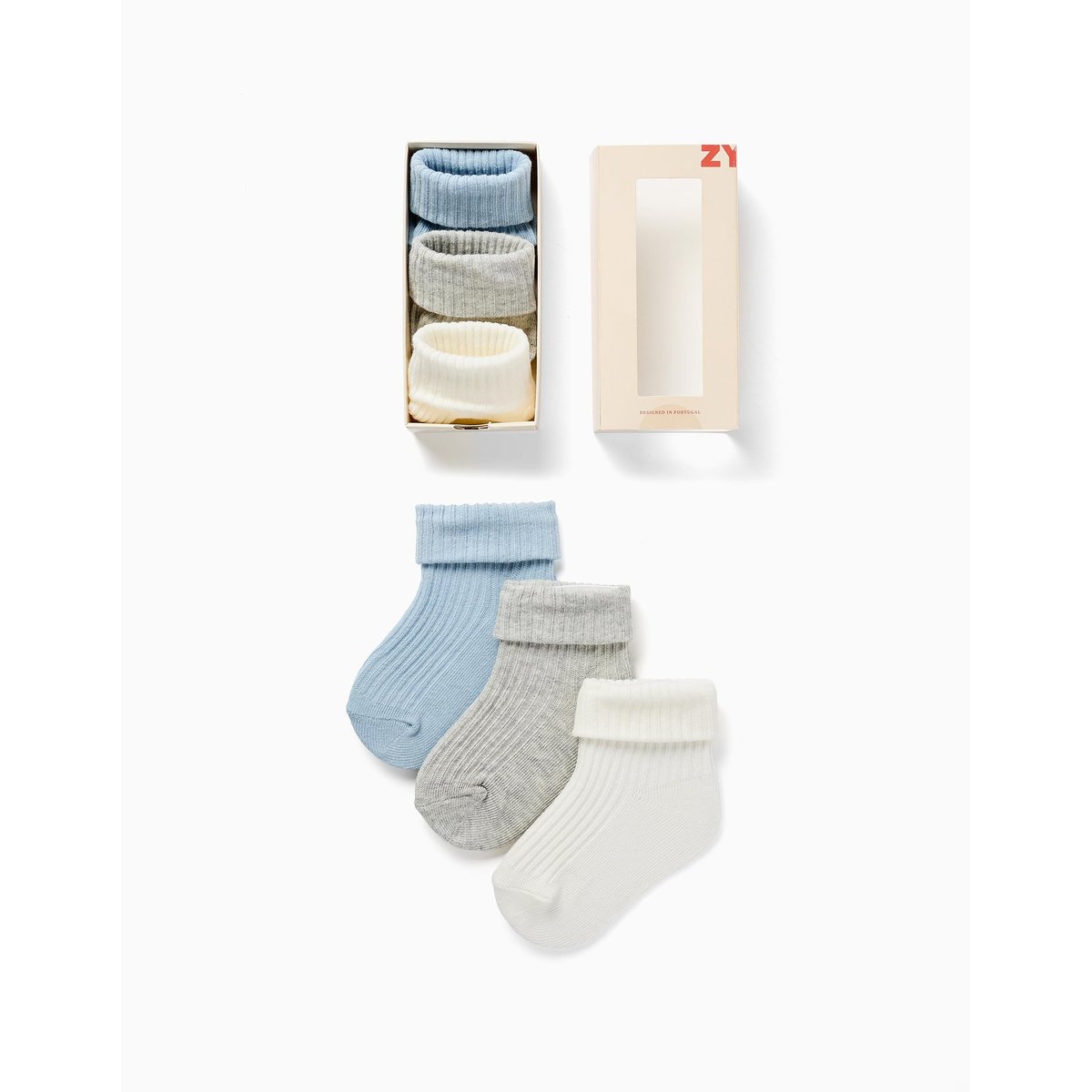 Pack 3 Paires de Chaussettes Côtelées bleu clair, ZIPPY