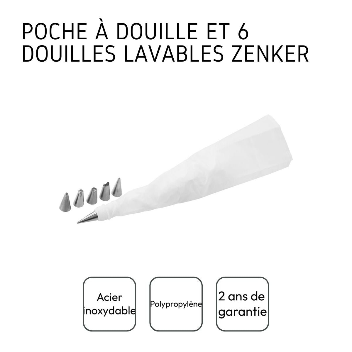 Set de 2 poches à douille avec embouts SMART PASTRY blanc|inox, ZENKER