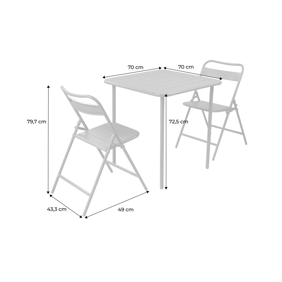 Table de jardin métal + 2 assises AMÉLIA terracotta, SWEEEK