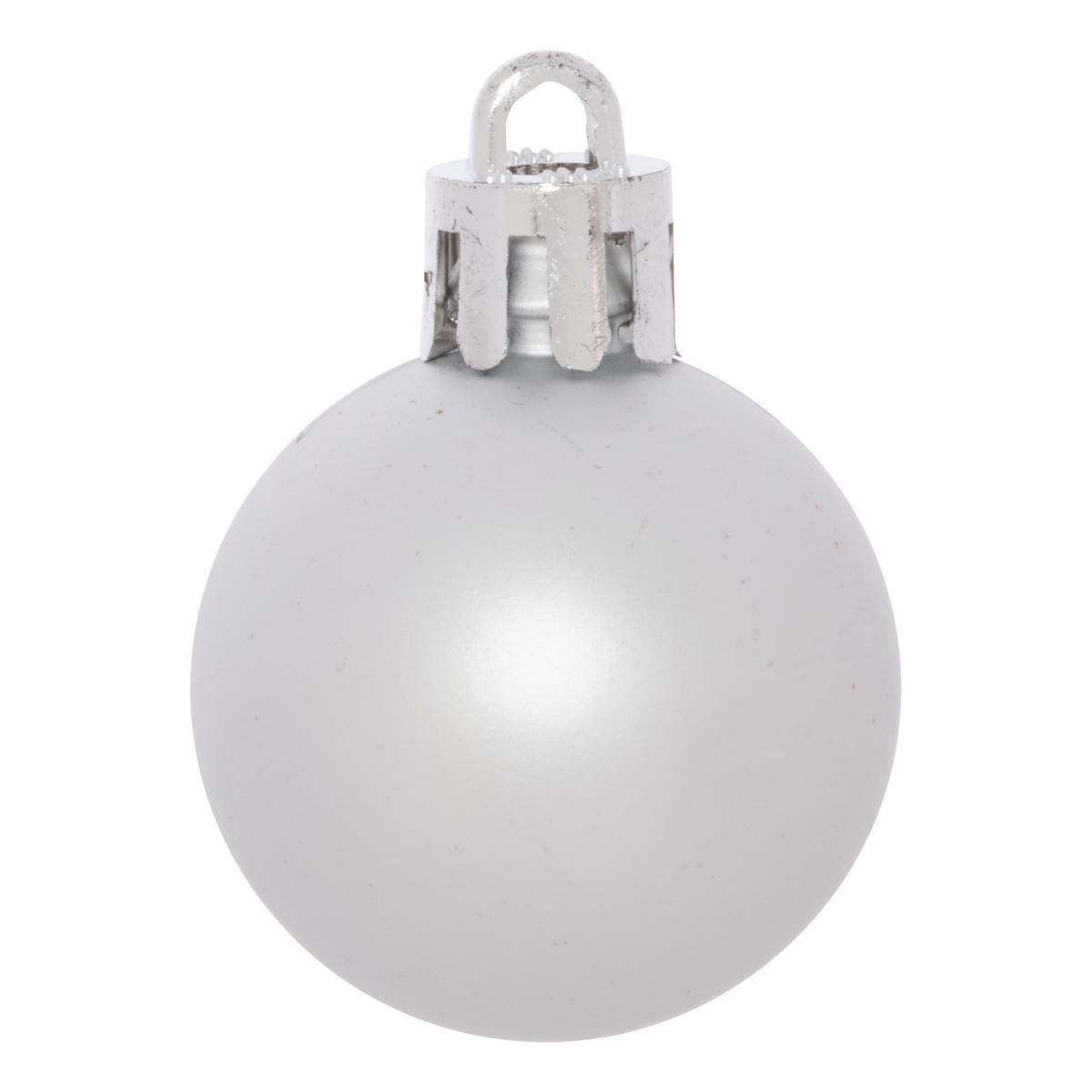 Kit de 35 boules de Noël en plastique petit modèle écru argent, FEERIC LIGHTS & CHRISTMAS
