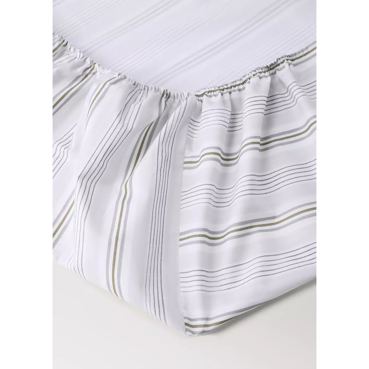 Drap-housse berceau 100 % percale de coton rayures gris, MANGO HOME