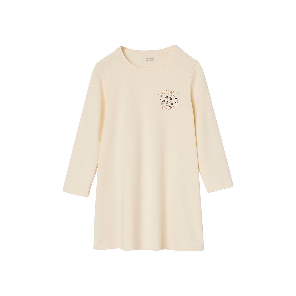 Lot 2 Ensembles Chemises de Nuit + Legging Léopard Fille écru, VERTBAUDET