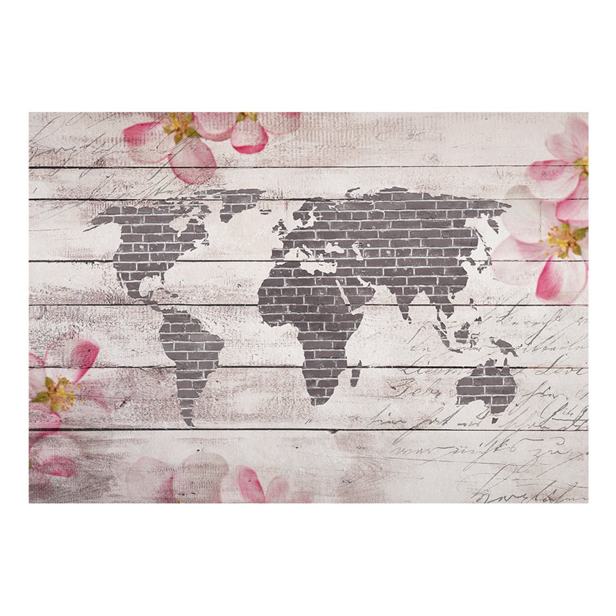 Papier peint intissé panoramique Carte du monde Romantic World gris / argent, EDEN