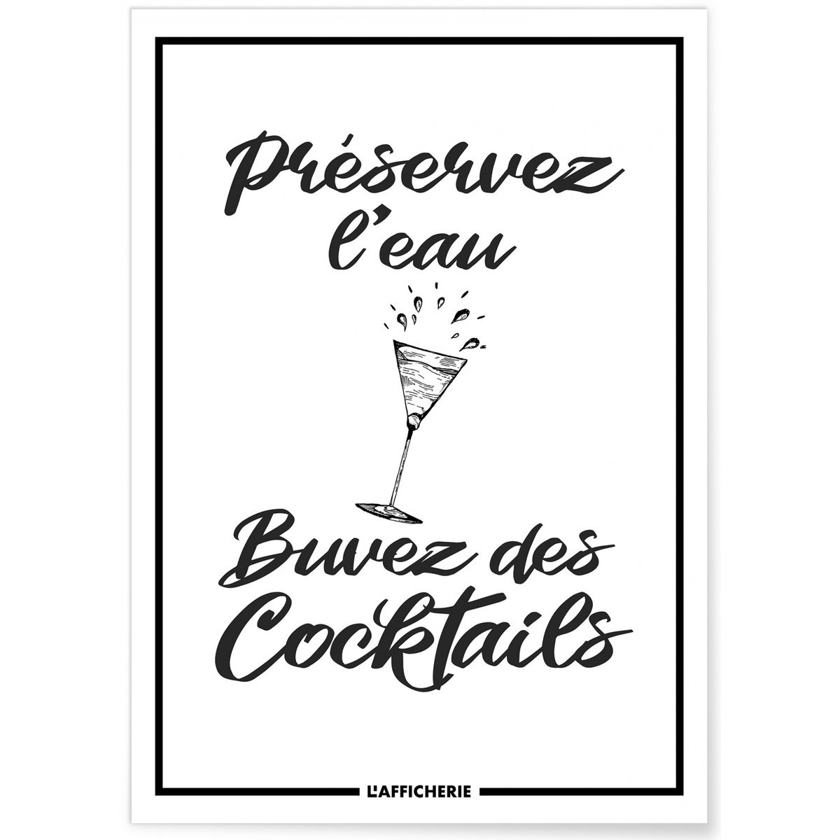 Affiche Préservez l'eau blanc, L'AFFICHERIE
