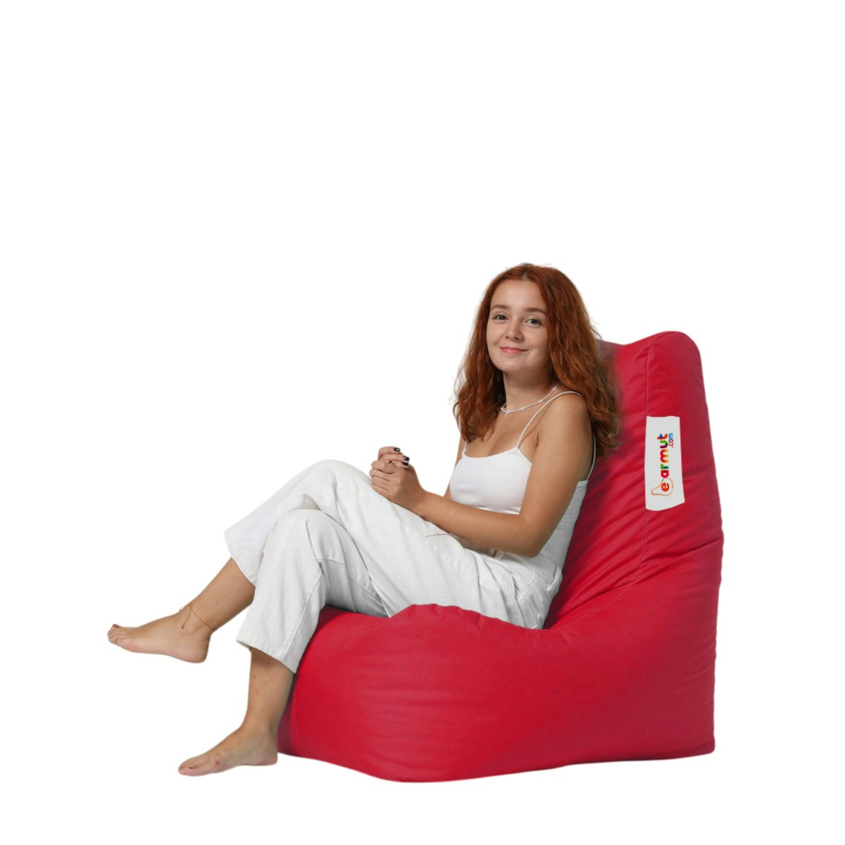 Fauteuil pouf d'extérieur imperméable ARTA rouge, PIER IMPORT