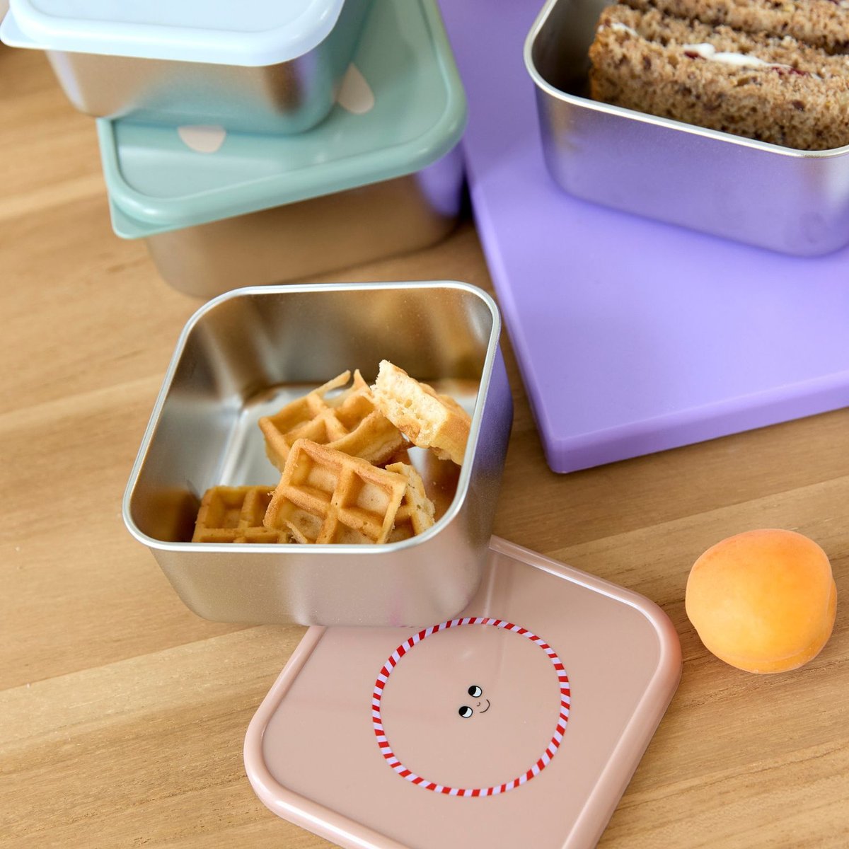 Lot de 3 boîtes à goûter lilas, rose, LASSIG