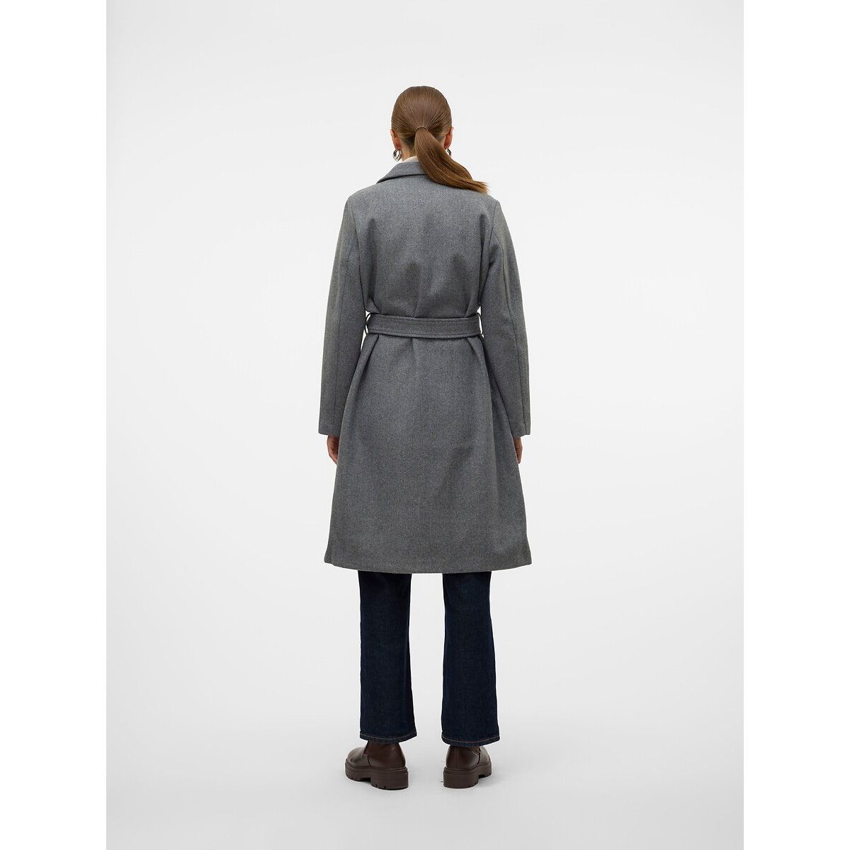 Manteau long à nouer gris, VERO MODA