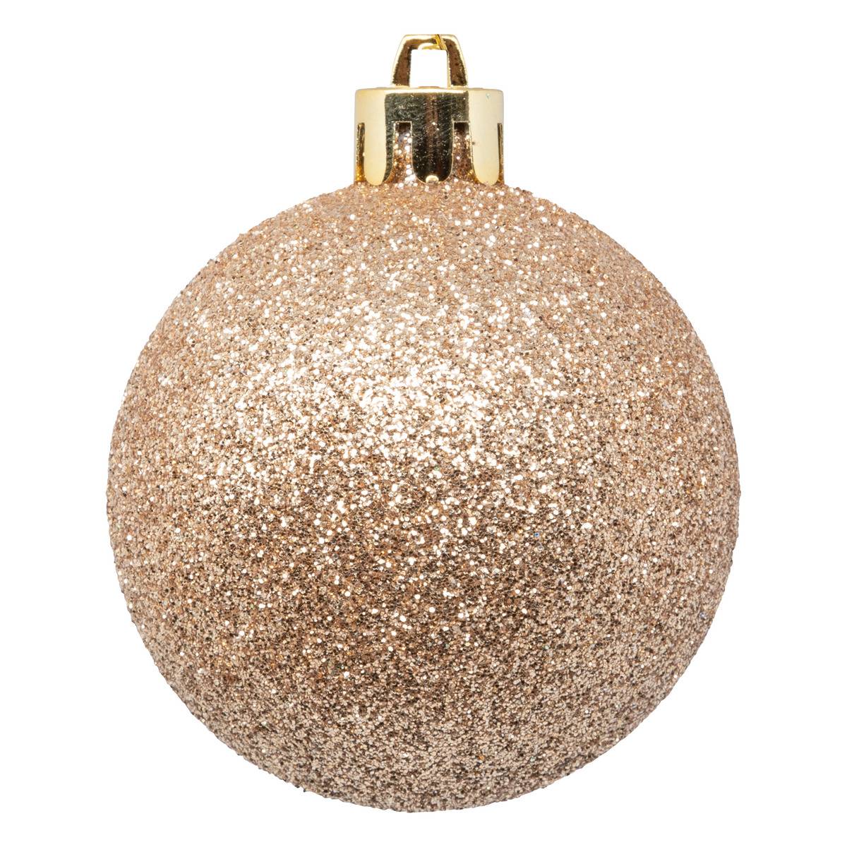 Boule de Noël plastique 70mm x8 nude beige, ATMOSPHERA