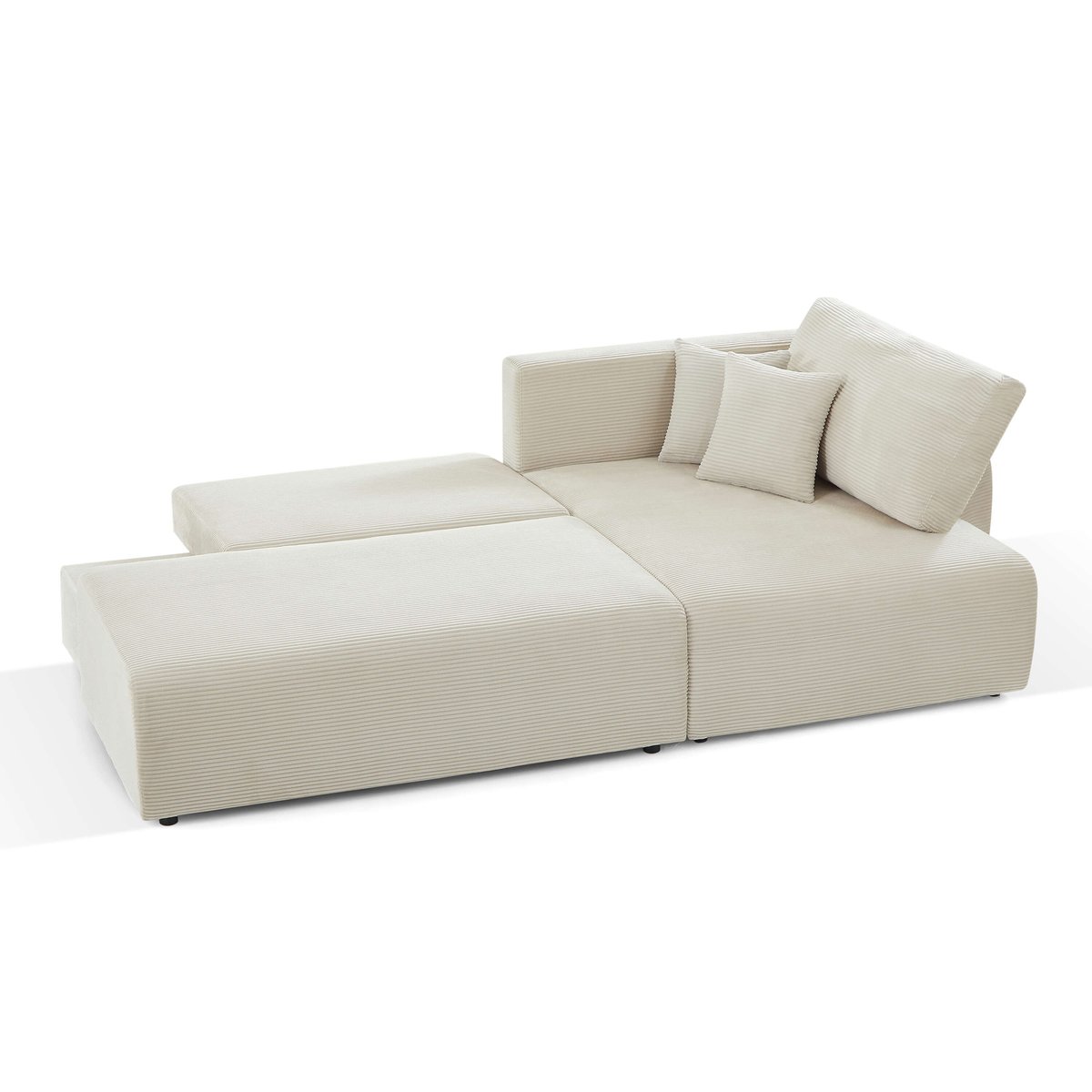 Canapé d'angle droit convertible DANILO beige, BAÏTA