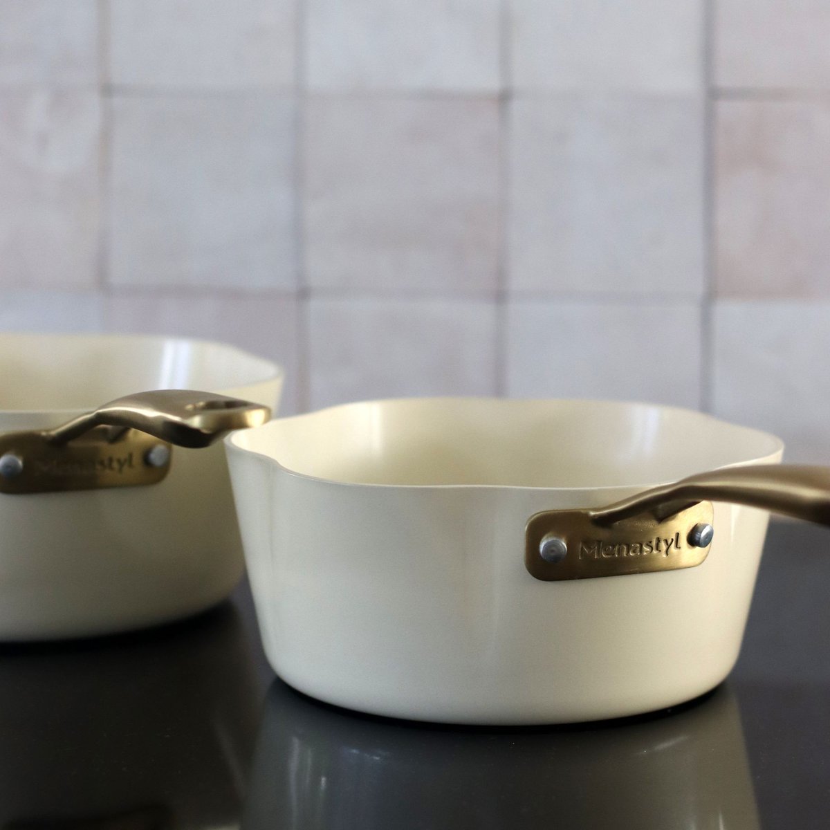 Casserole en aluminium recyclé, DAHLIA beige-or, MENASTYL