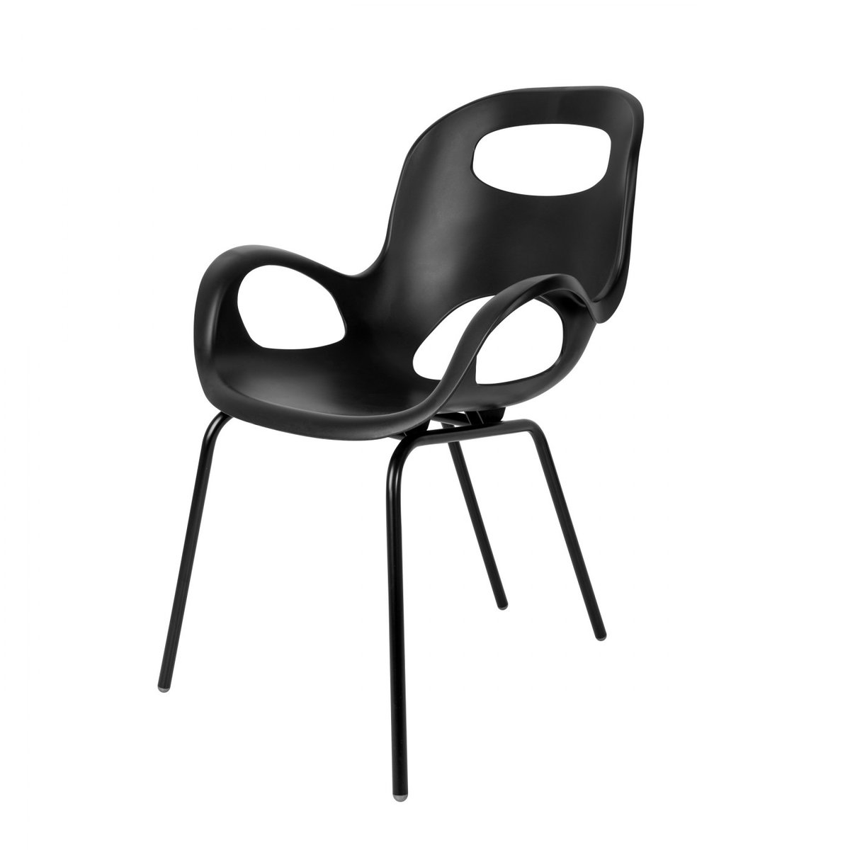 Chaise avec accoudoirs empilable Oh noir, UMBRA
