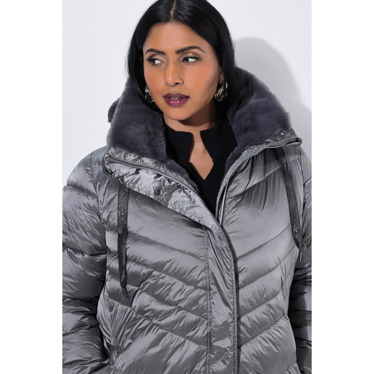 Manteau matelassé HYPAR, effet métallisé anthracite, ULLA POPKEN