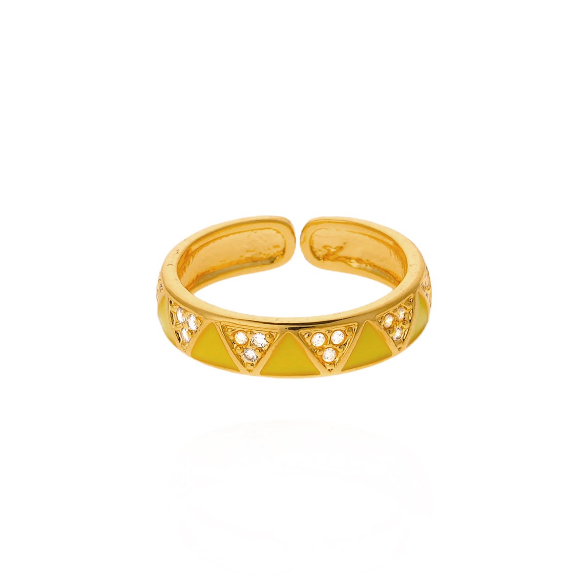 Bague ajustable avec émail coloré et strass YOLANDA jaune, HIPANEMA
