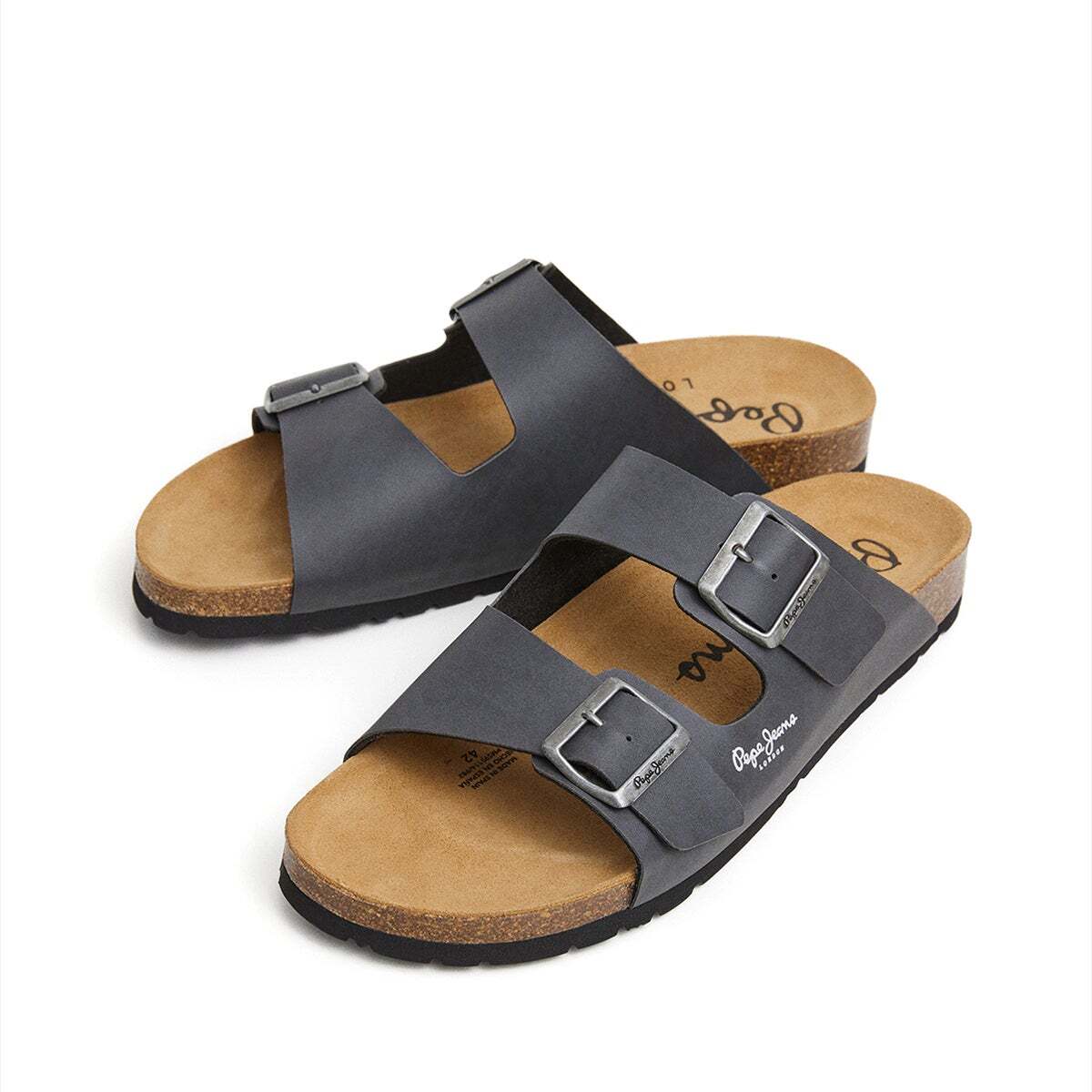 Sandales À Double Boucle gris antracite, PEPE JEANS