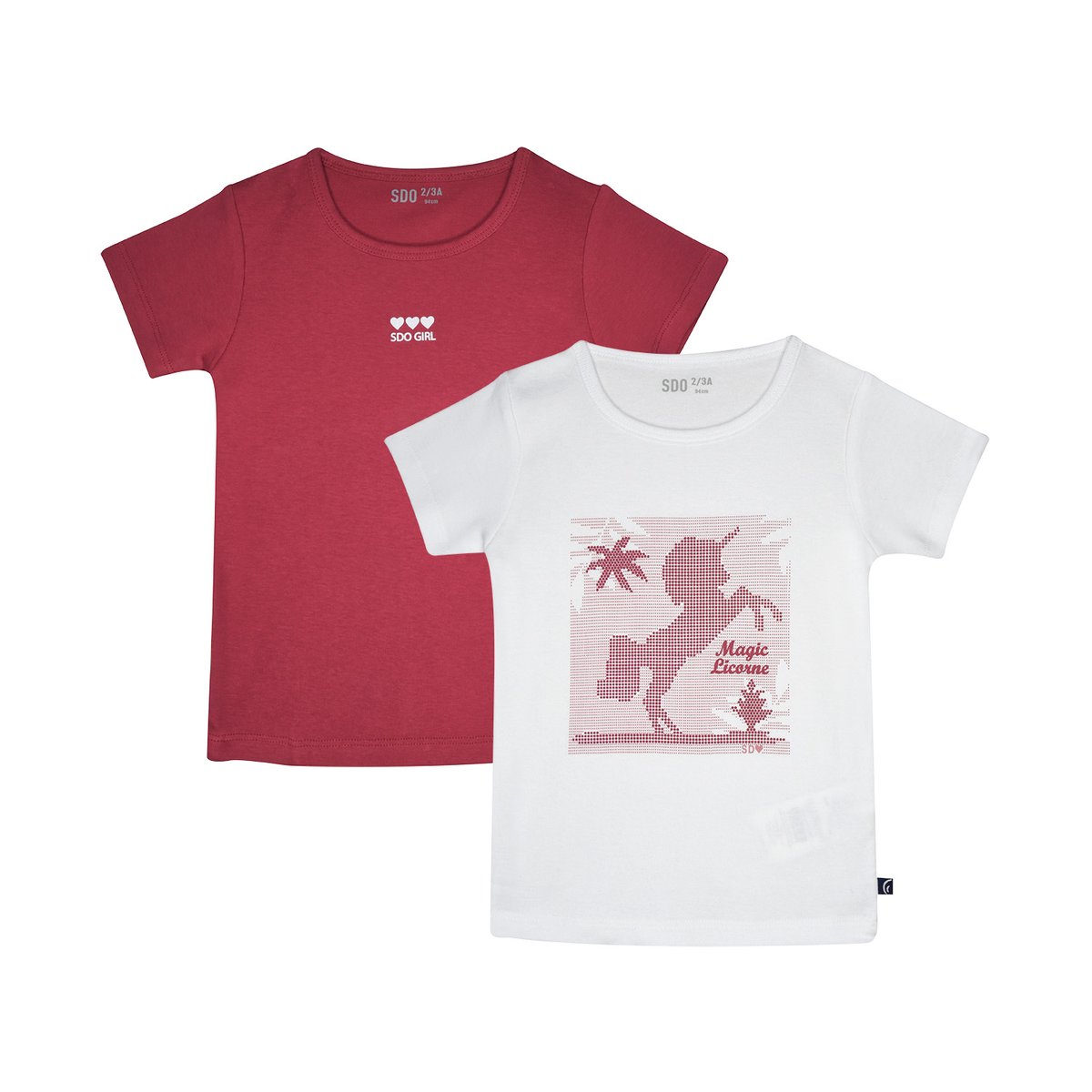 Lot de 2 tshirt manches courtes primarosa rose, SUCRE D'ORGE