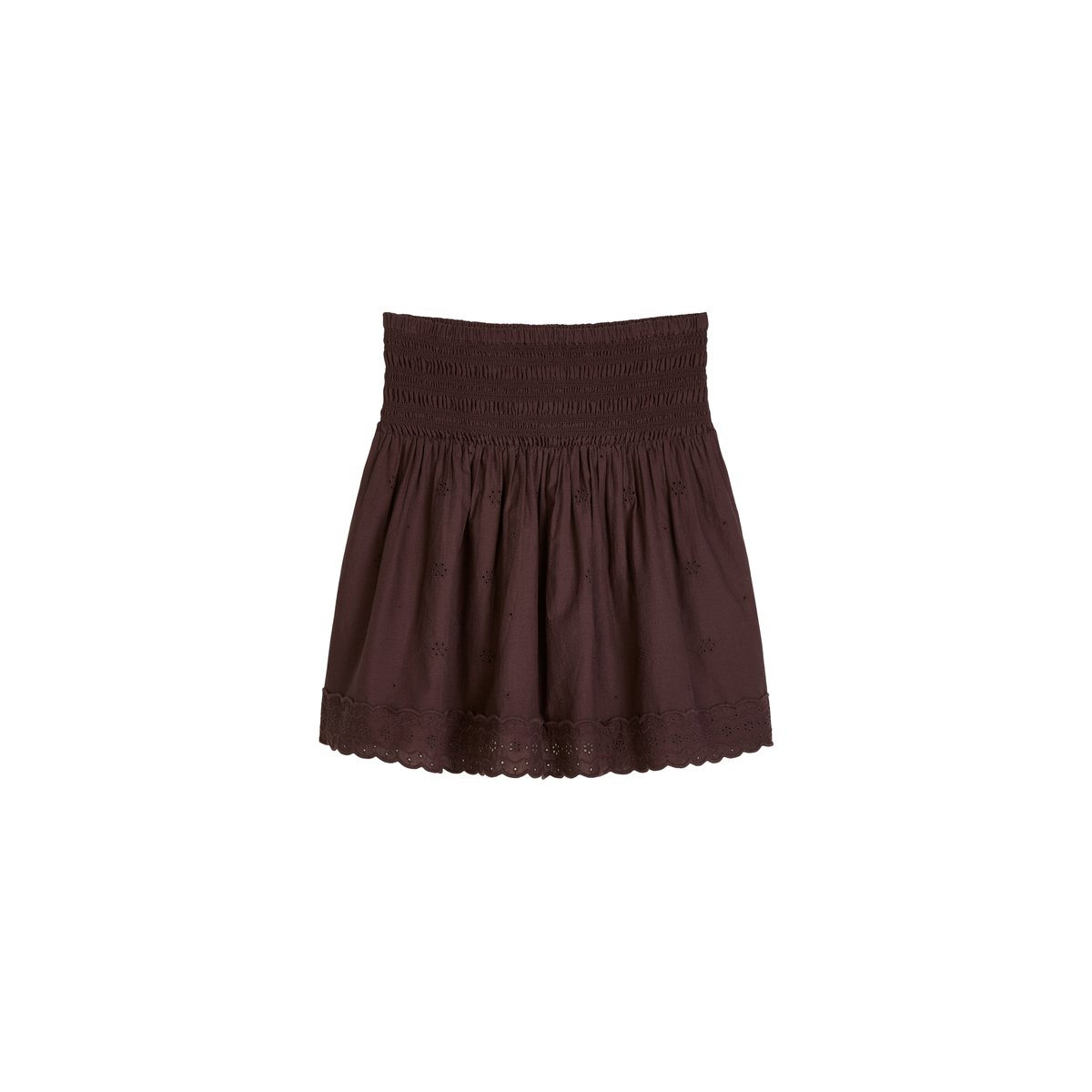 Broderie-Anglaise-Mini jupe évasée en pur coton bio dunkelrot, MARC O’POLO DENIM