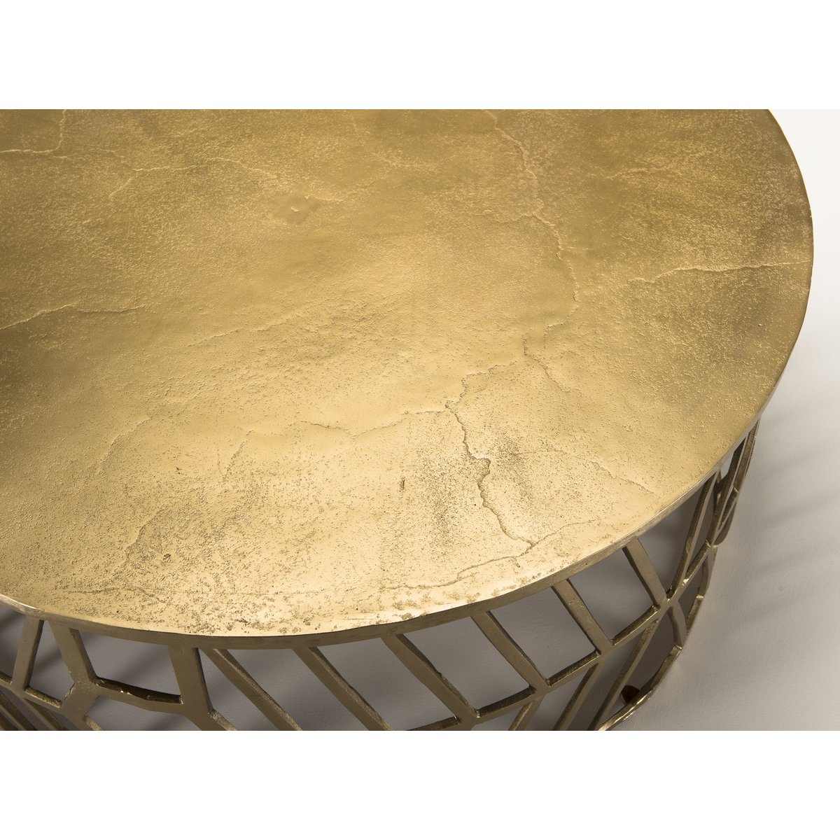 Table basse ronde design 89cm métal doré style contemporain ZALA doré, PIER IMPORT