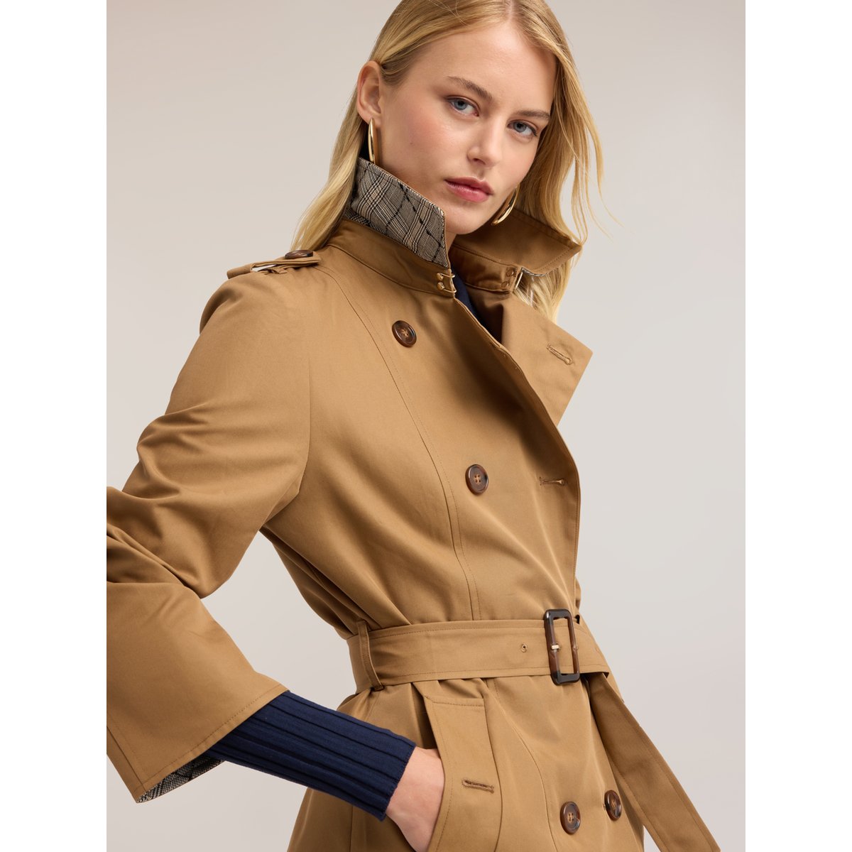 Trench ceinturé double boutonnage marron, MOTIVI