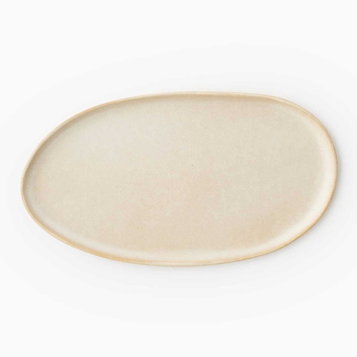 Plat ovale finition réactive, 26x14cm off white, MONOPRIX