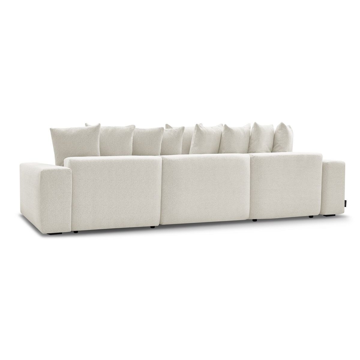 Canapé panoramique convertible 6 places en tissu chiné, VOLTAIRE blanc, BOBOCHIC