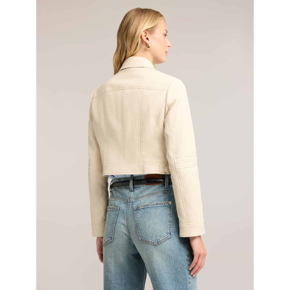 Veste perfecto avec fermeture éclair asymétrique blanc, MOTIVI