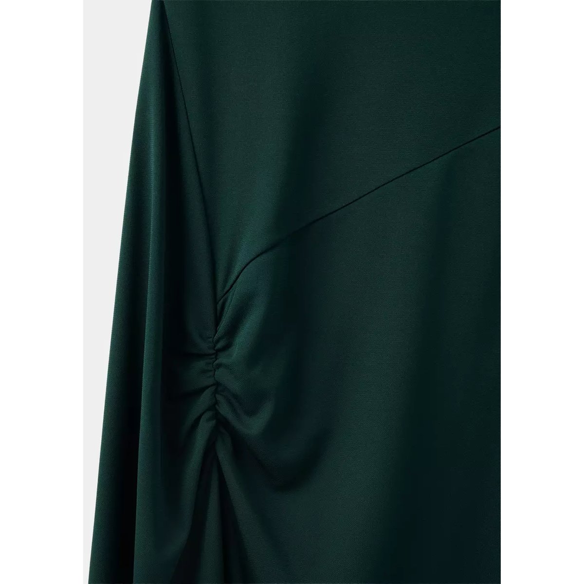 Robe asymétrique froncée vert foncé, MANGO