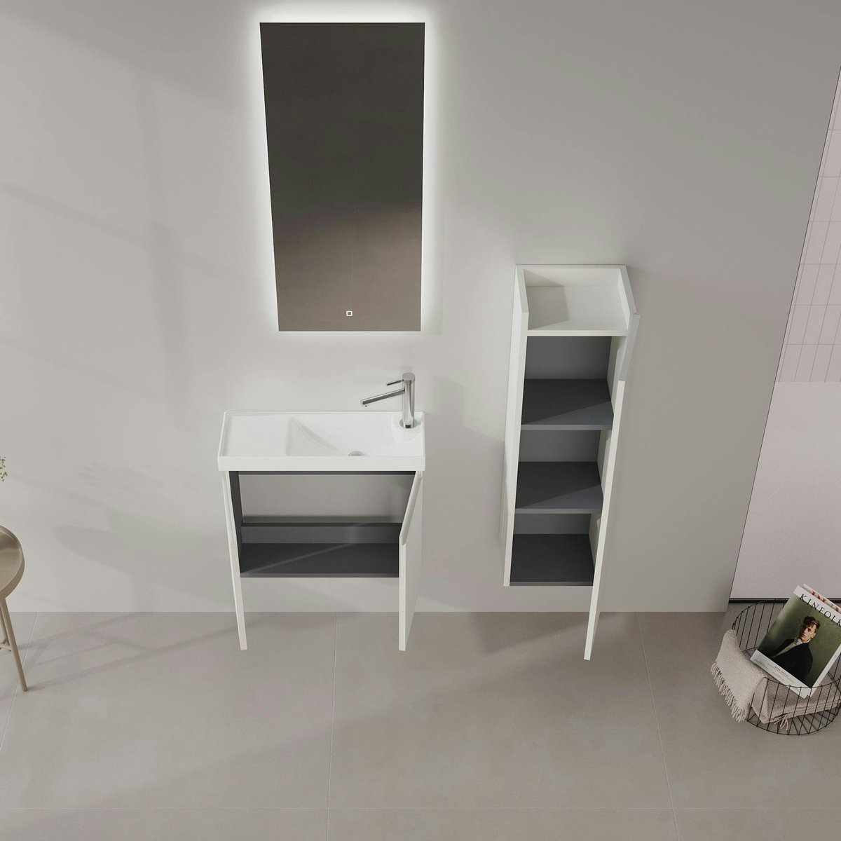 Meuble lave-mains suspendu 2 portes IRIS cachemire, PIER IMPORT