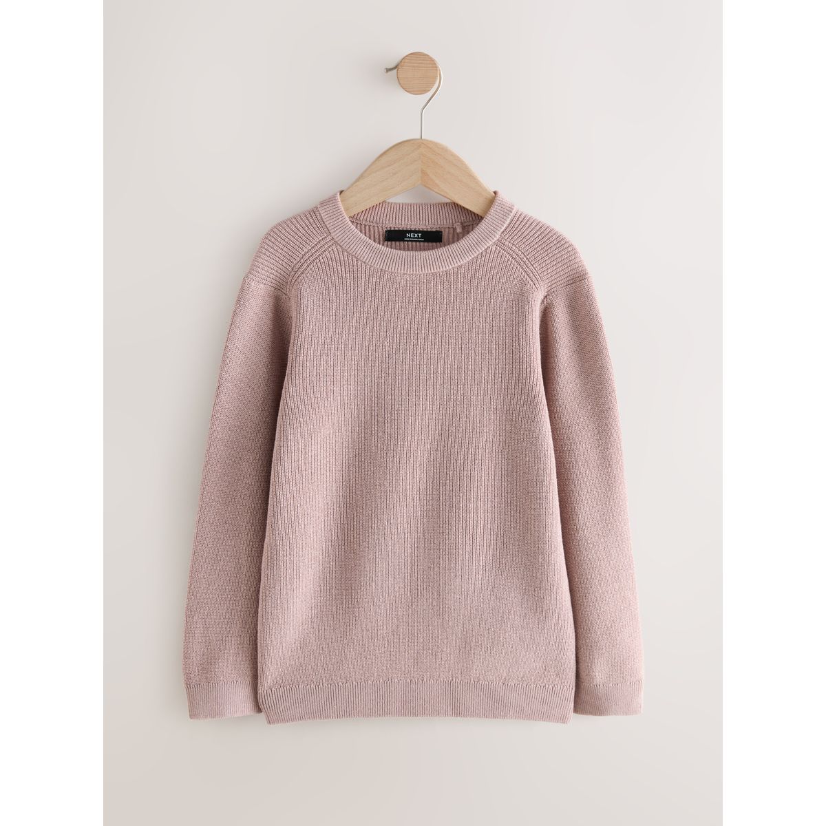 Pull ras du cou junior en maille de coton rose foncé, NEXT