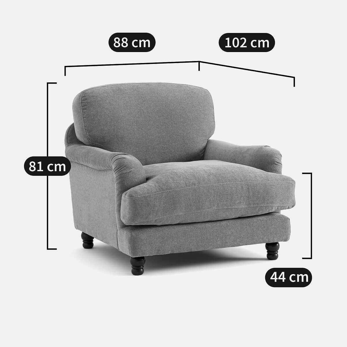Noon Marl Polyester Armchair green eucalyptus, LA REDOUTE INTERIEURS