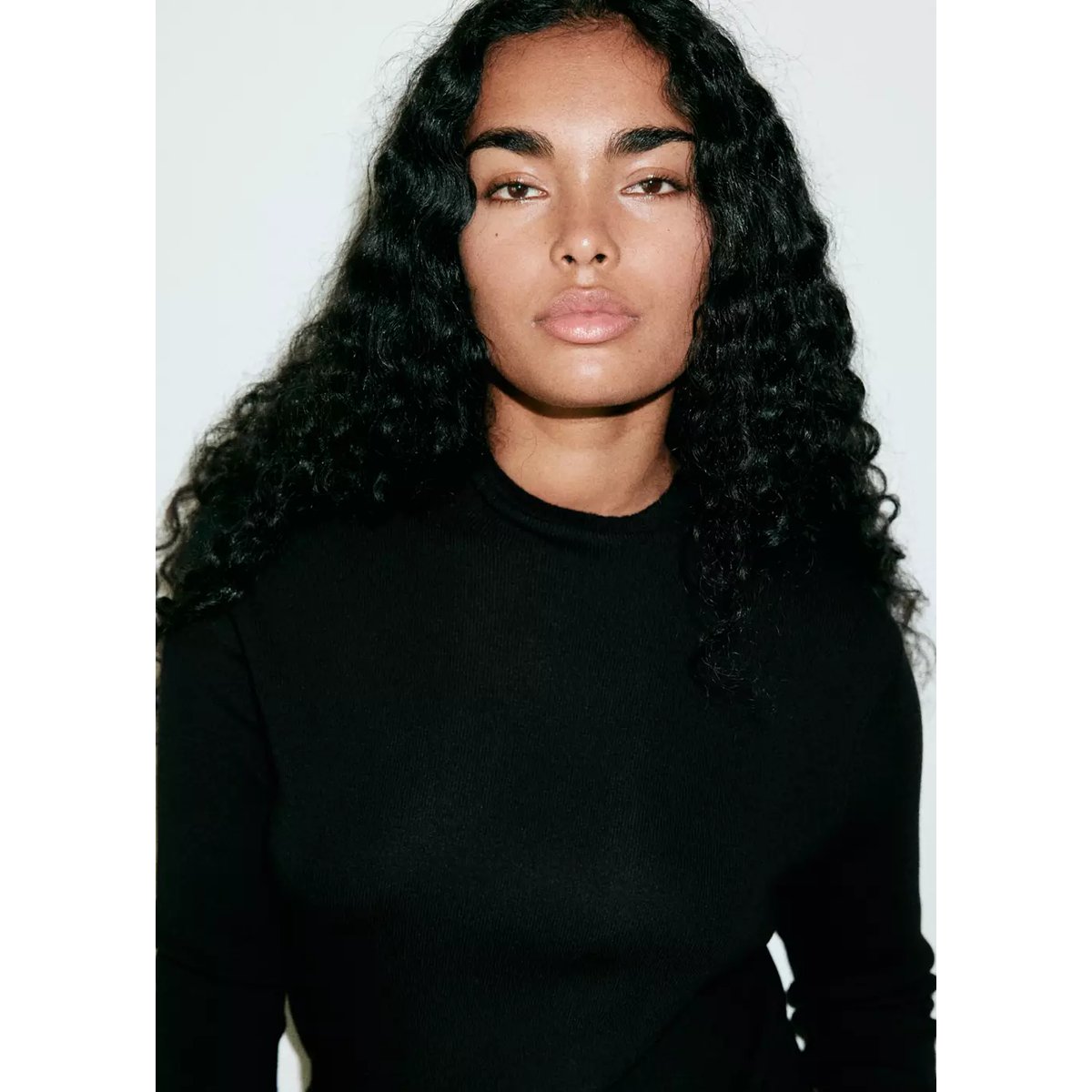 Pull-over maille col montant noir, MANGO