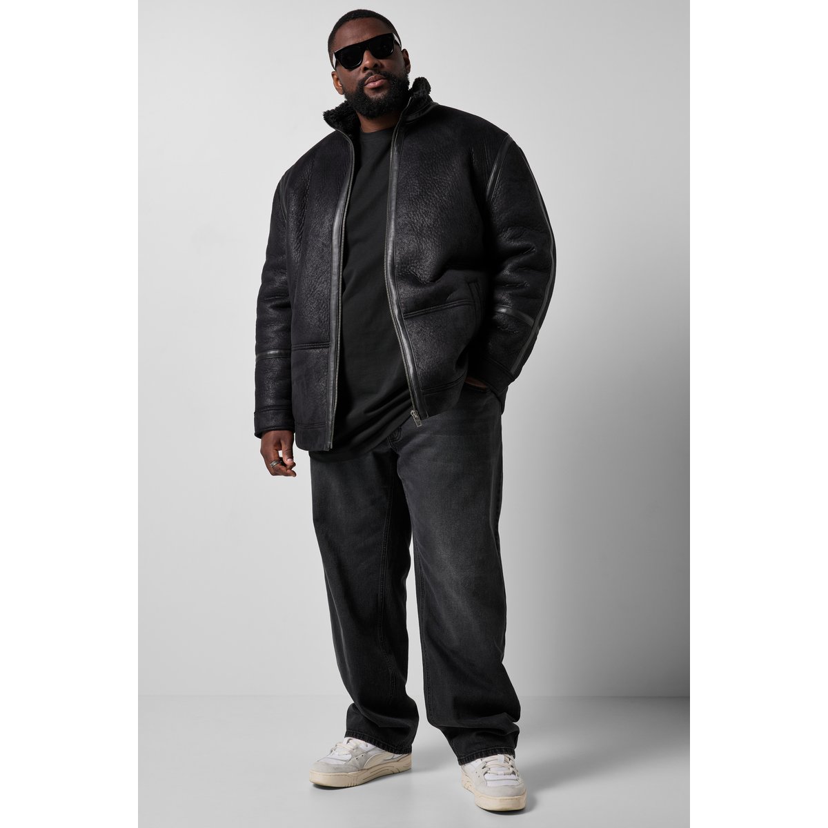 Veste végane aspect cuir noir, STHUGE