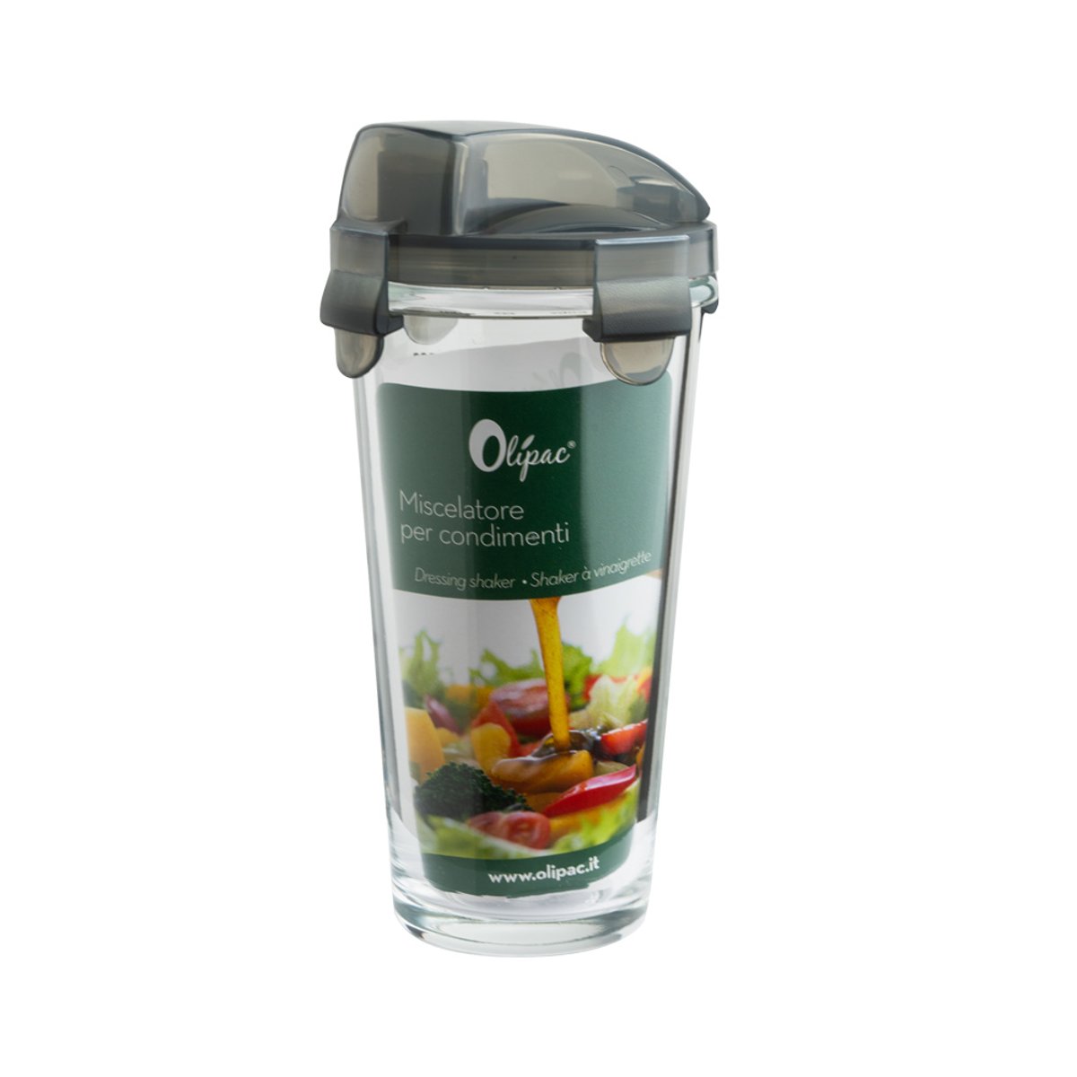 Shaker à vinaigrette en verre couleur unique, IPAC
