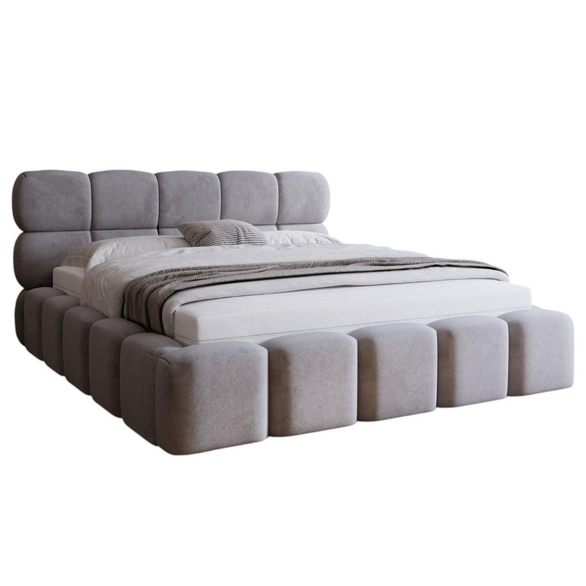 Lit coffre - MARIPOSA gris, BEST MOBILIER