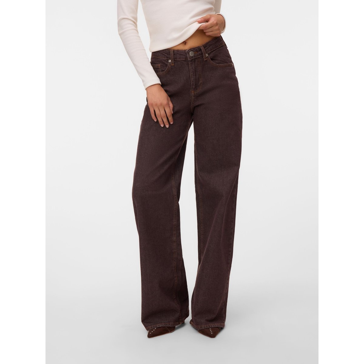 Jean À Coupe Large marron - brown denim, VERO MODA