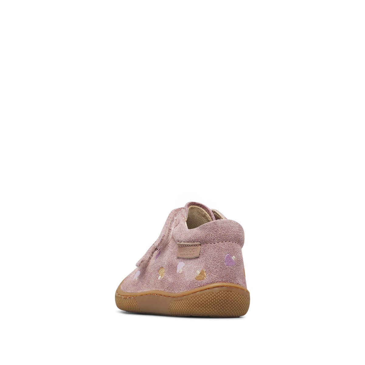 Chaussures premiers pas en suède BAREFOOT AMUR VL EMBR.MUSHROOM rose-rose clair, NATURINO