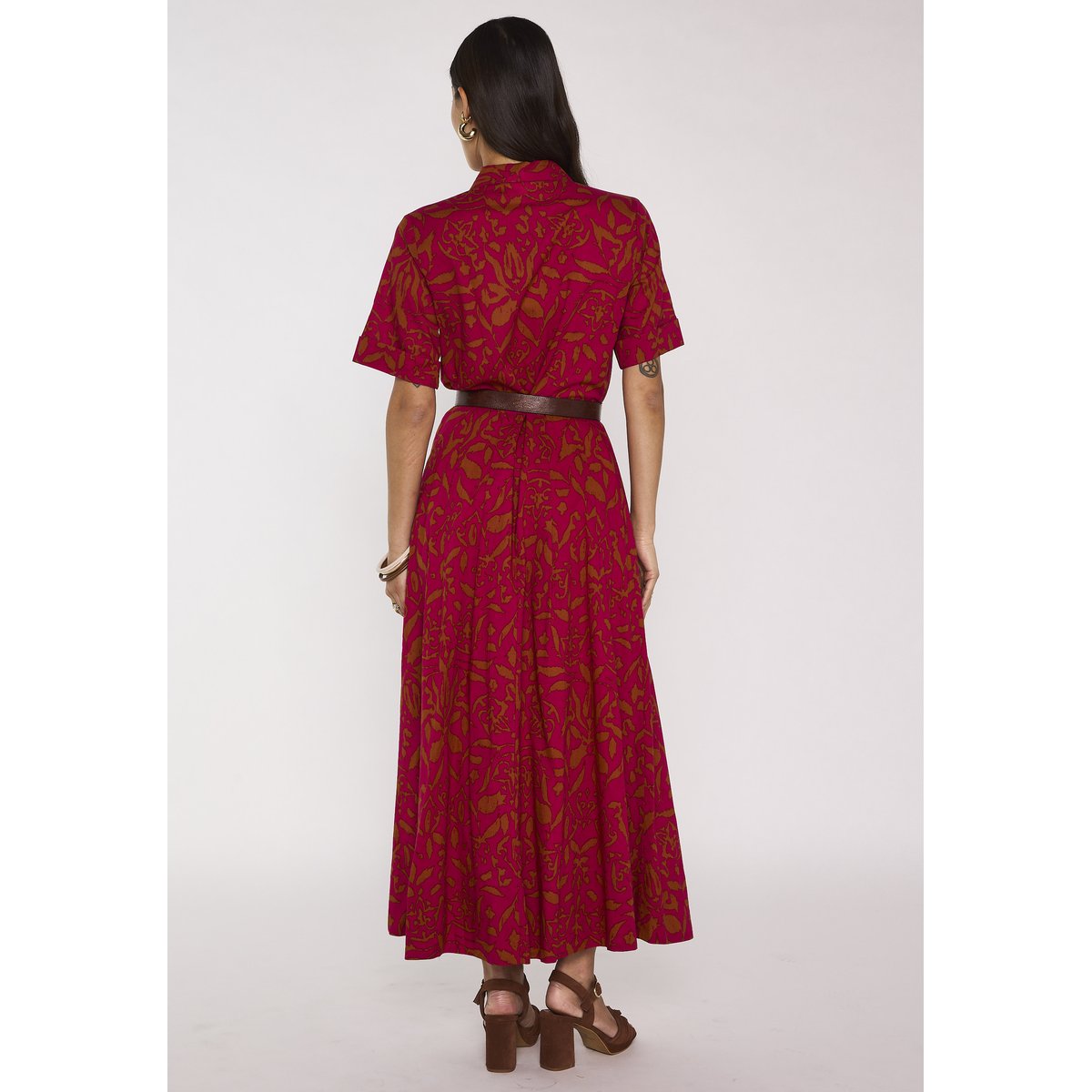 Robe droite imprimée en coton PALMA fuchsia, Maison 123