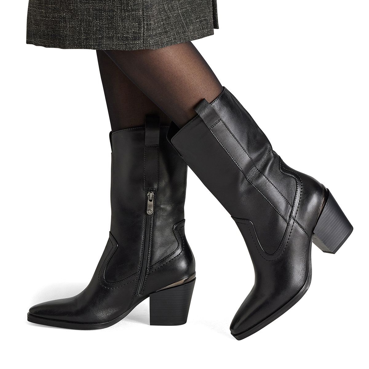 Bottine en cuir noir nappa, MARCO TOZZI
