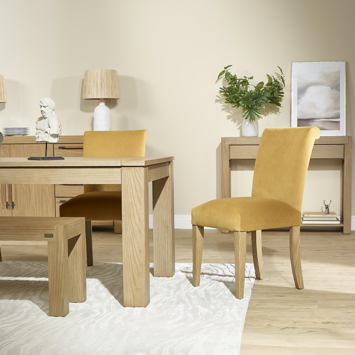 Table rectangulaire en chêne 1 rallonge 8/10 couverts MEGÈVE beige, ROBIN DES BOIS