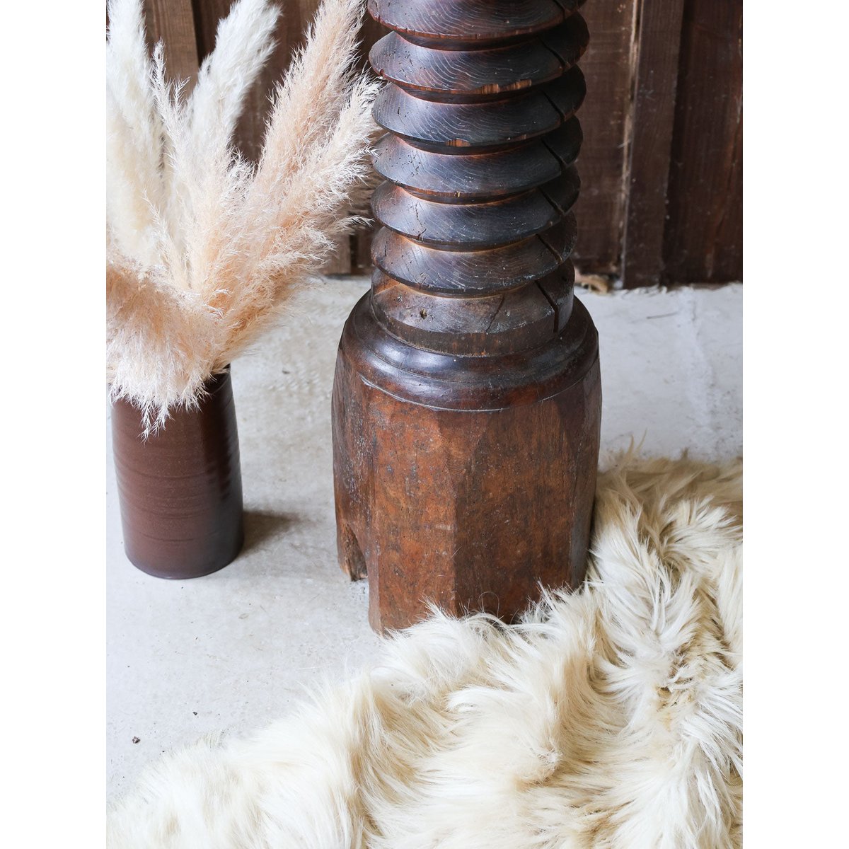 Colonne en chêne sculpté Hanna N°795 - Bon état bois foncé, DEBONGOUT