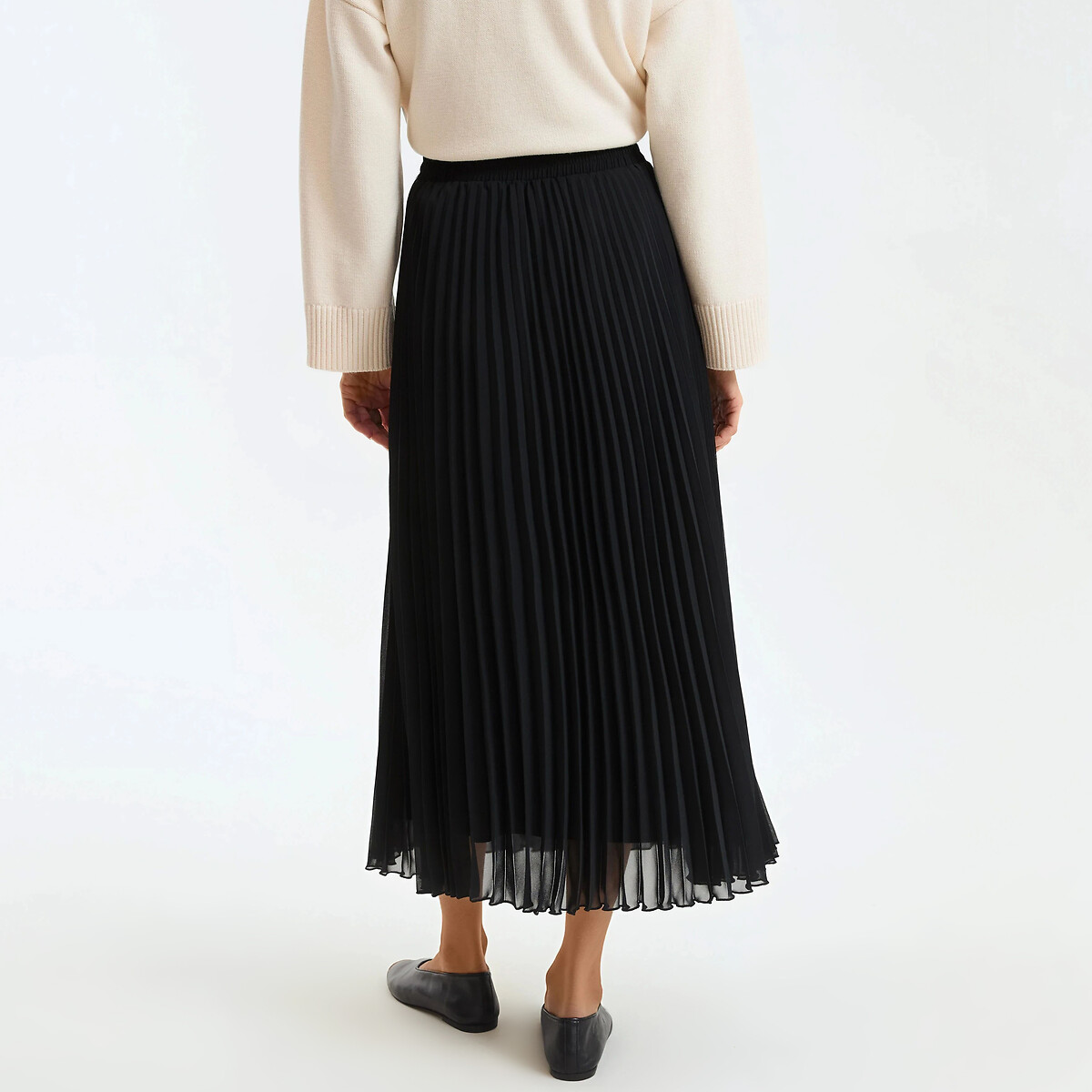 Jupe évasée plissée, longue noir, LA REDOUTE COLLECTIONS