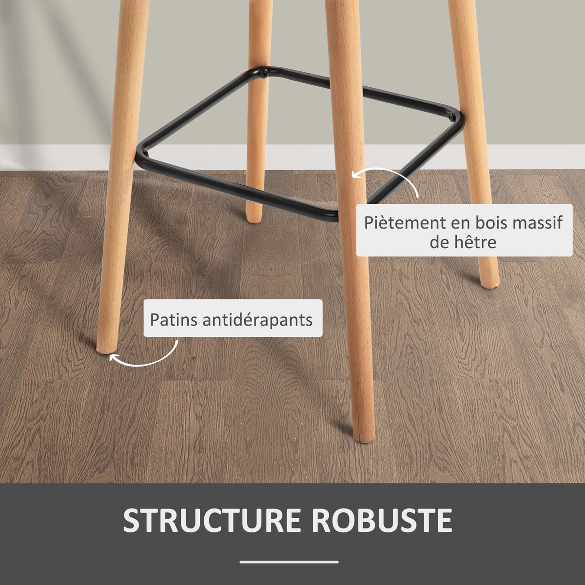 Tabouret de bar Lin Gris foncé gris foncé, HOMCOM