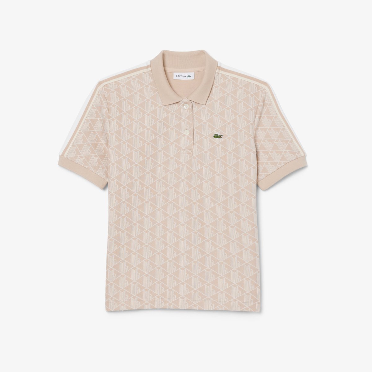 Polo slim fit jacquard monogramme beige-8gi, LACOSTE