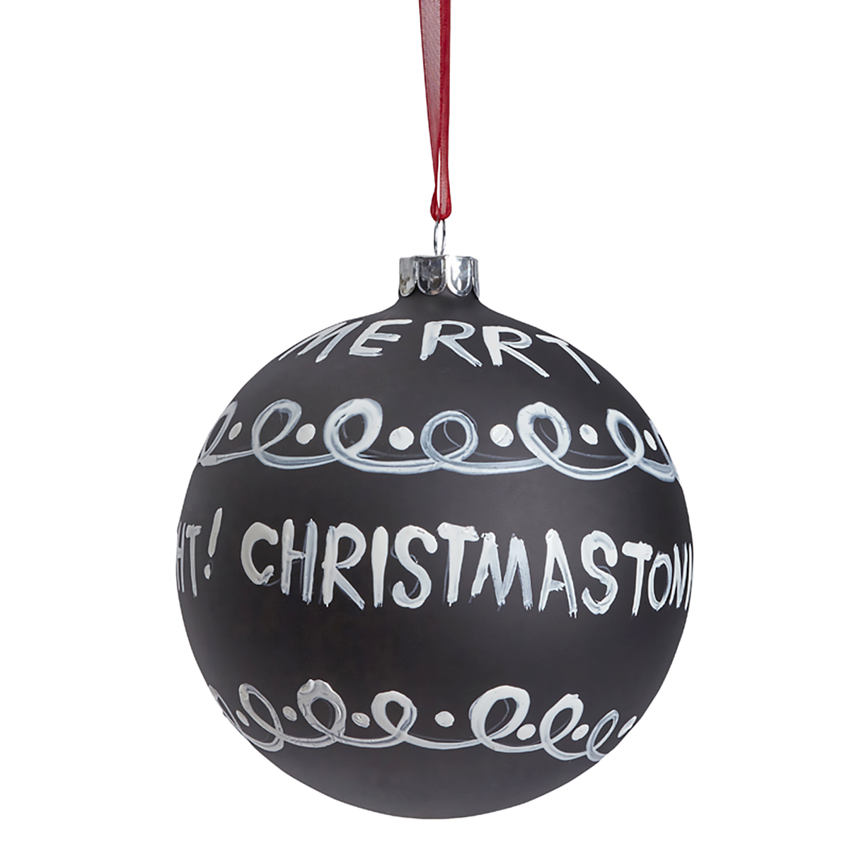 Boule de noël à écritures merry xmas en verre D10 blanc, SIA DECO