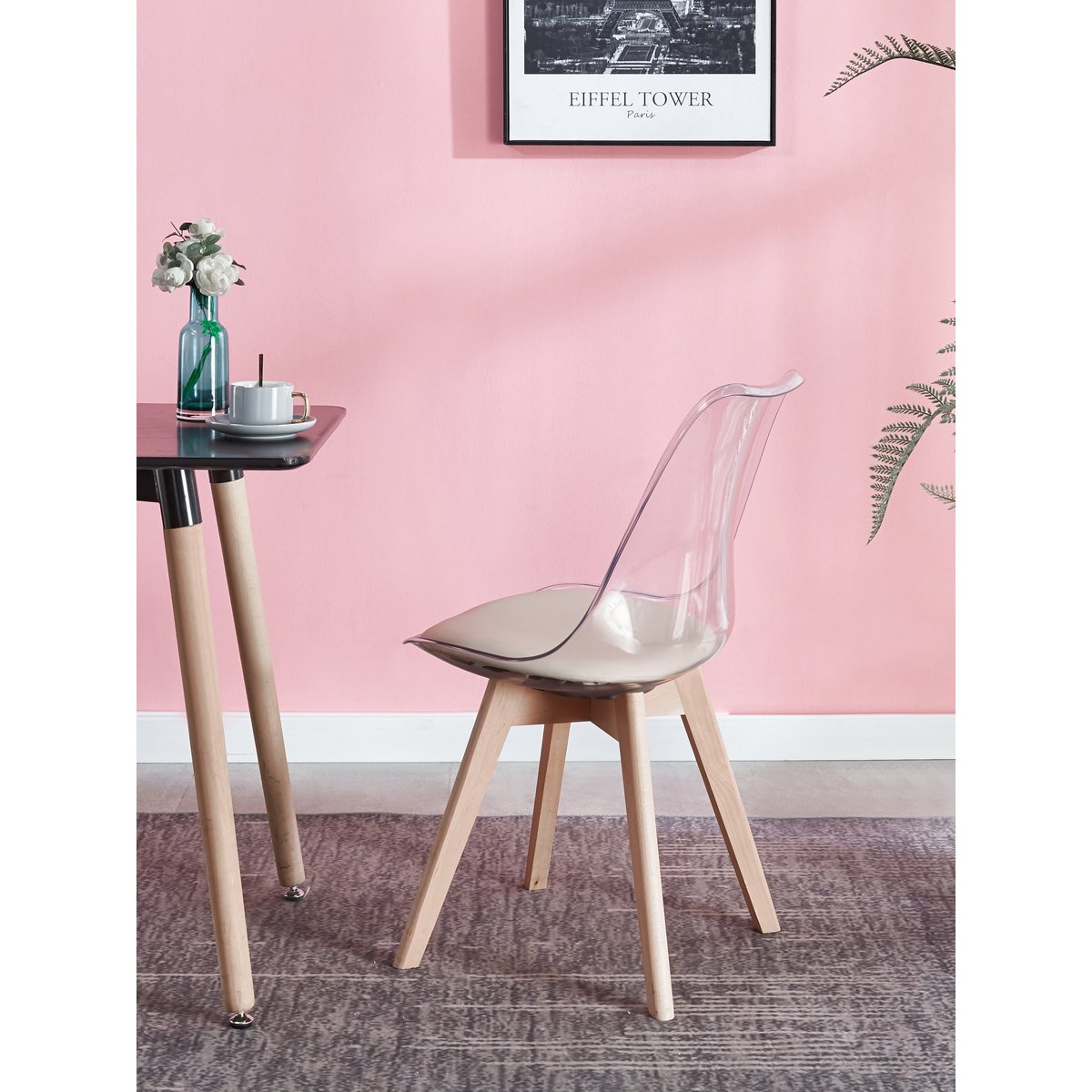 Lot de 4 chaises scandinaves, CARMEN beige, NORDLYS