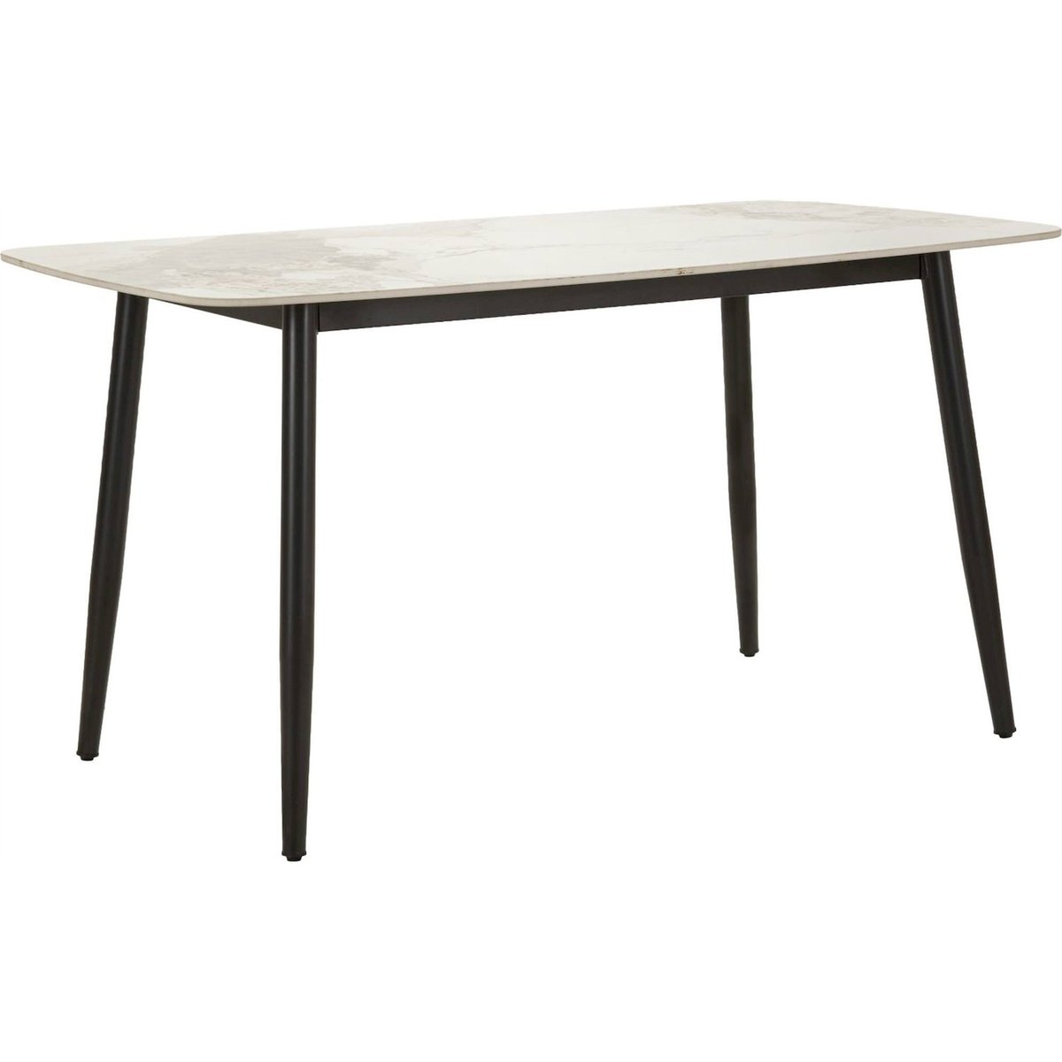 Table à manger céramique pieds en métal MODERN noir et blanc effet marbre, RECOLLECTION