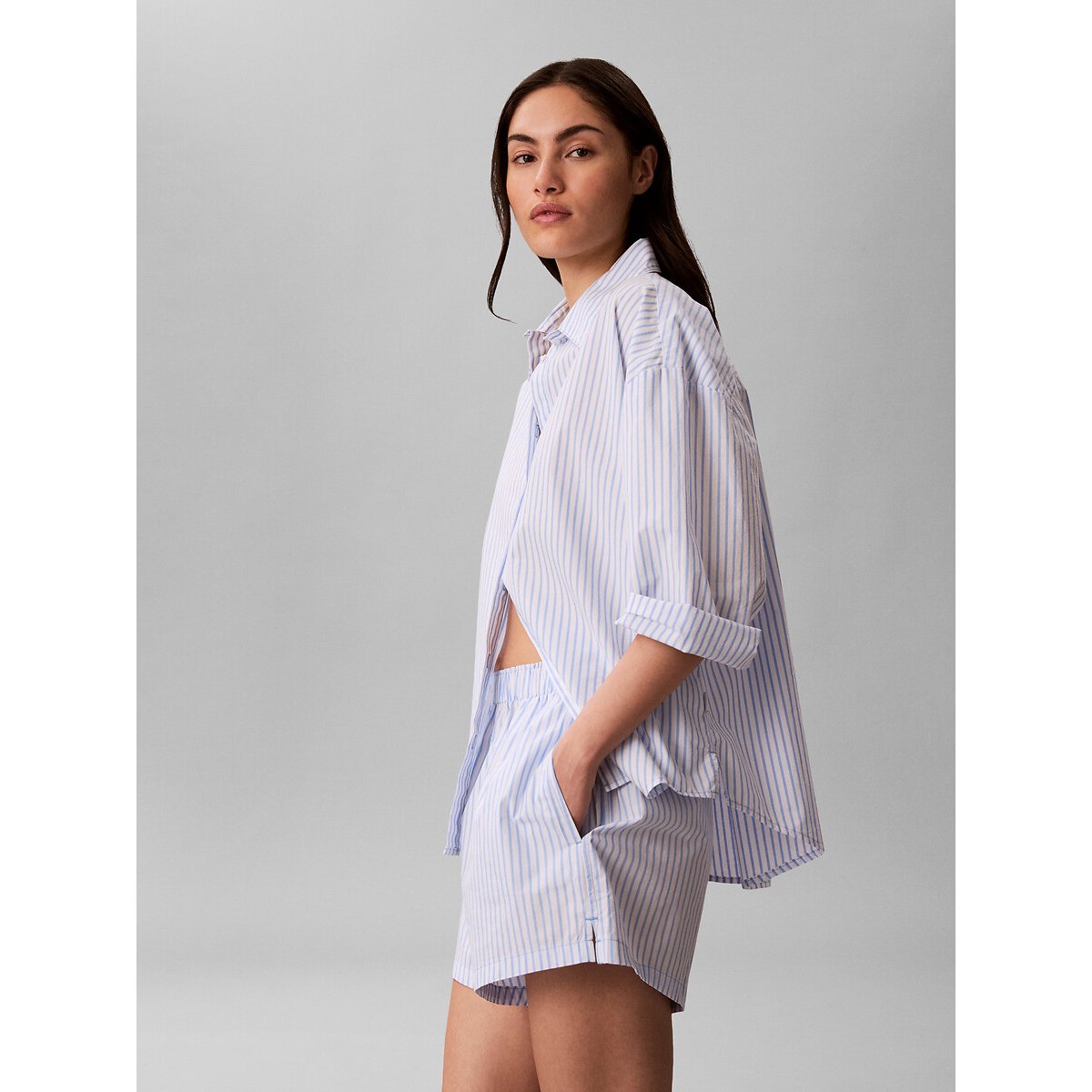 Short de pyjama à rayures COTTON POPLIN rayé bleu, CALVIN KLEIN UNDERWEAR