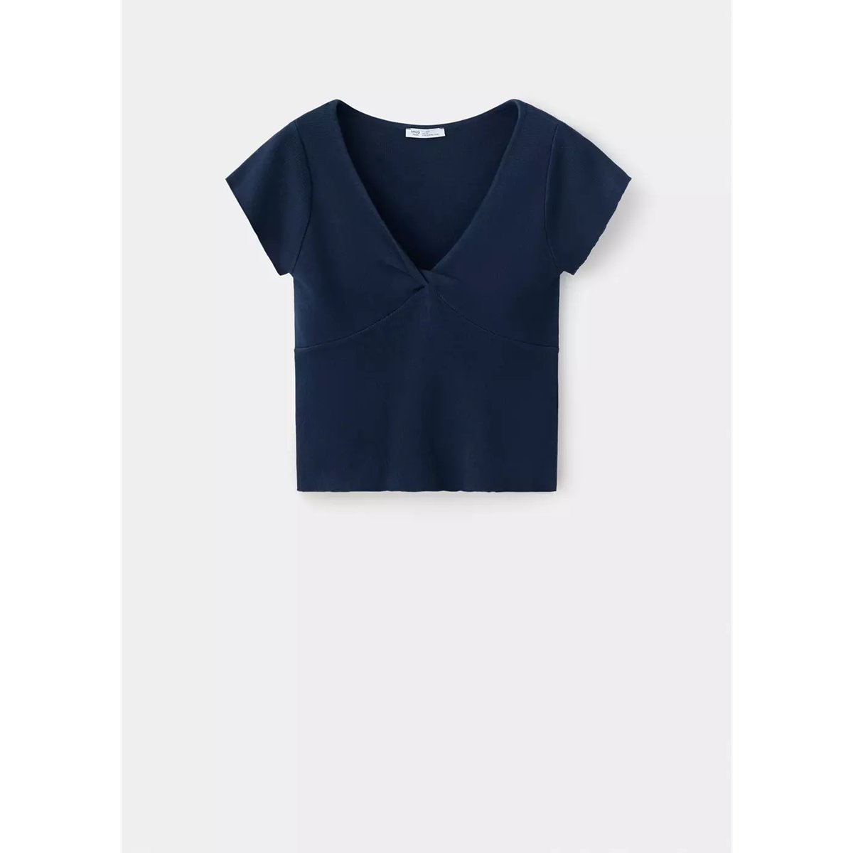 Top maille col V bleu marine, MANGO TEEN